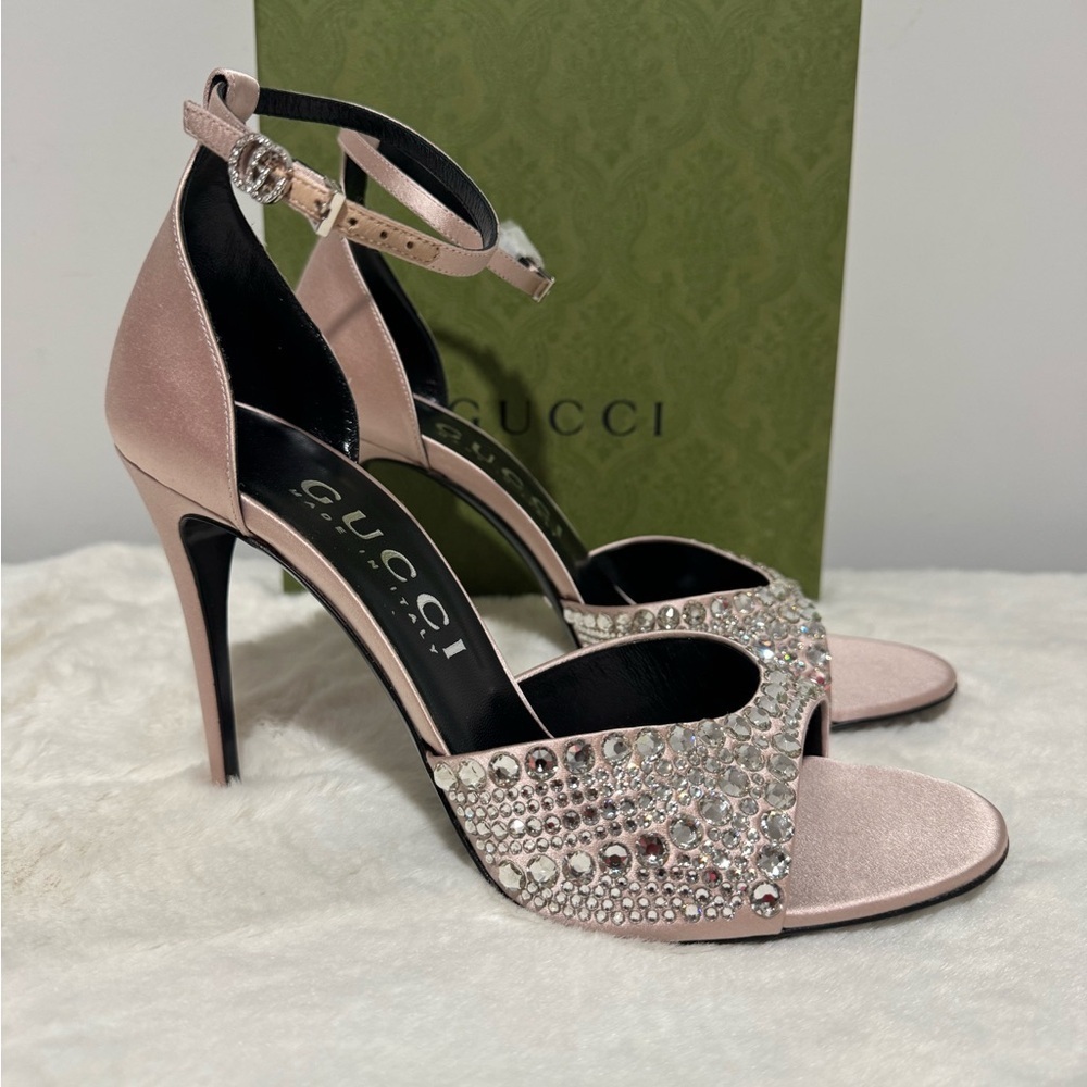 Gucci Blush Crystal-Studded Heels